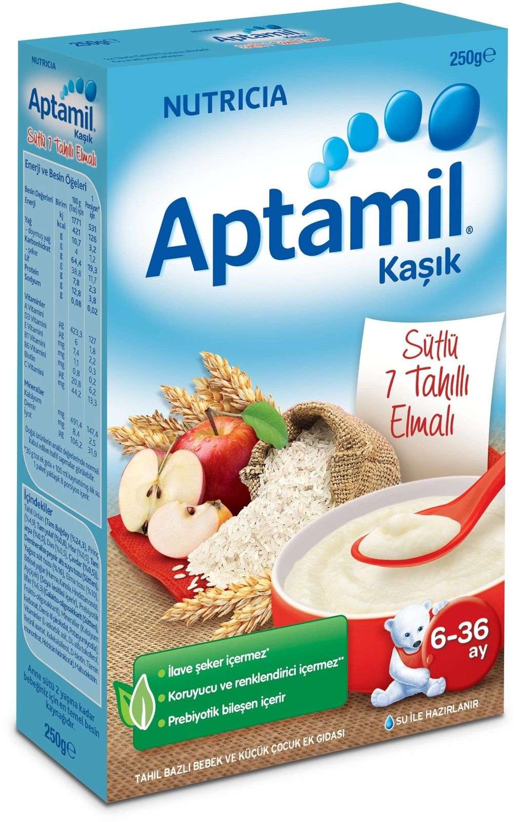 Aptamil Sütlü 7 Tahıllı Elmalı 250 GR