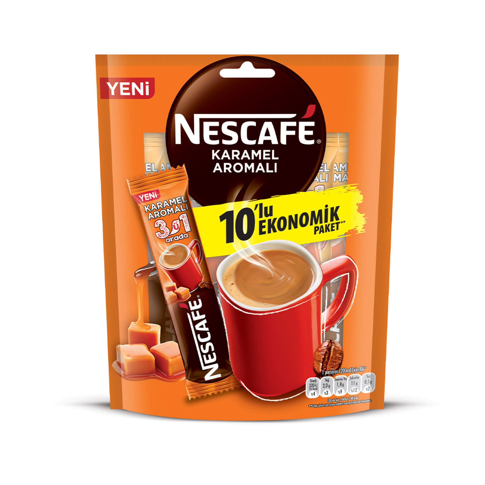 Nescafe 3'ü1 Arada Karamel Aromalı 10'lu Paket