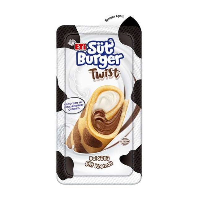 Eti Süt Burger Twist Sütlü Kakaolu Kremalı Kek 48 GR